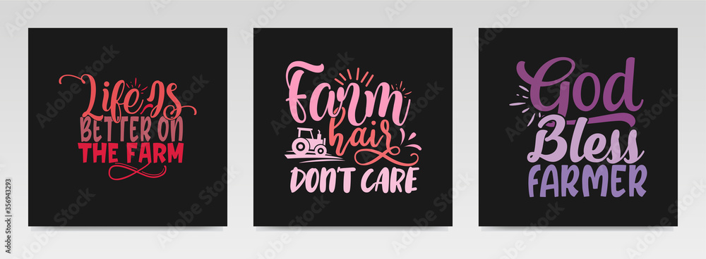 Farming quotes letter typography set illustration.