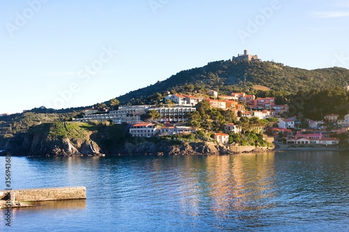 Collioure villagein sunny evening  Roussillon  Vermilion coast  Pyrenees Orientales