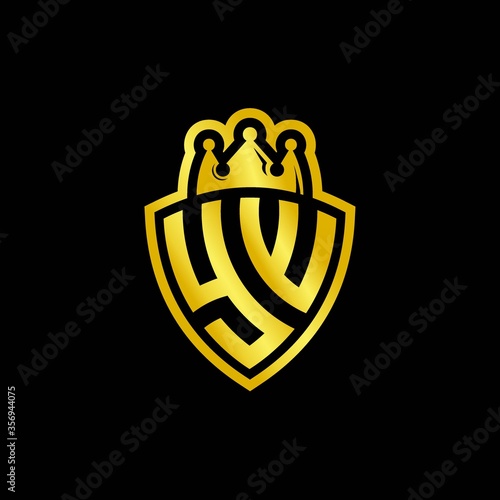 YW monogram logo with shield and crown style design template