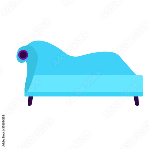 Antique turquoise daybed on a white background. Isolated vector illustration in a flat style. Retro-style. Furniture for apartments and offices. For interior design.