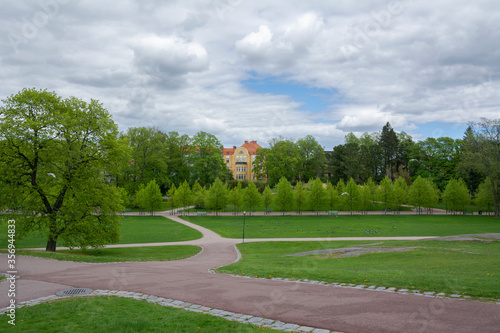 View of The Kaivopuisto Park in spring, Helsinki, Finland