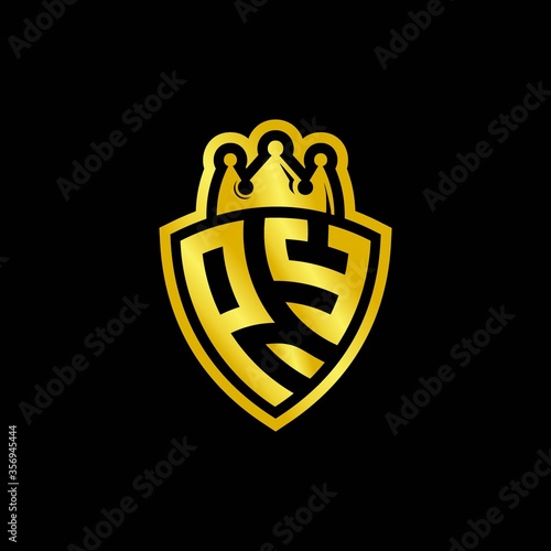 PY monogram logo with shield and crown style design template