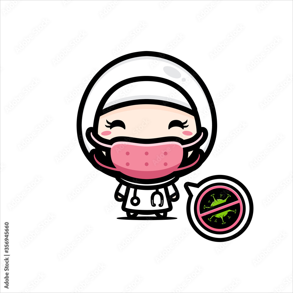 vector design of Muslim doctor wearing a mask vector design of Muslim doctor wearing a mask