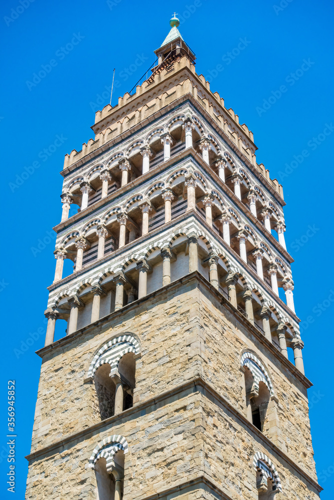 Pistoia, Tuscany, Italy: Piazza Duomo, the setting (in July) of the Giostra dell'Orso (Bear Joust) with Cathedral of San Zeno, Palazzo del Comune, Palazzo del Podesta and baptistery