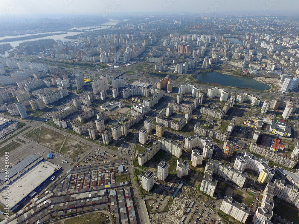 Residential area of Kiev (drone image). 