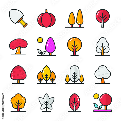 
Flat Vector Icons Set of Nature
