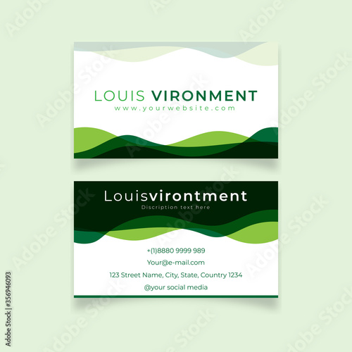 Minimalist Abstract green hill business card design template