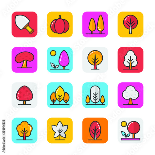 
Flat Vector Icons Set of Nature
