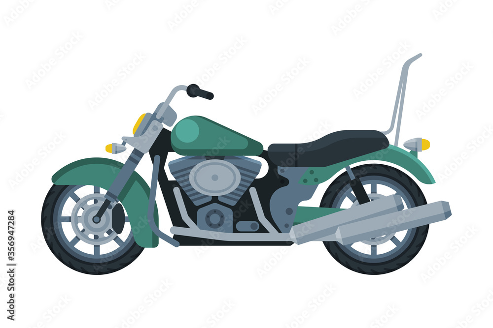 Motorcycle, Motor Vehicle Transport, Side View Flat Vector Illustration Motorcycle, Motor Vehicle Transport, Side View Flat Vector Illustration