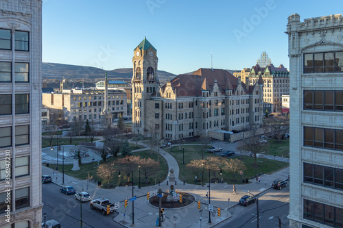 Lackawanna County Courthouse Square, 2019, in downtown Scranton, Pennsylvania photo