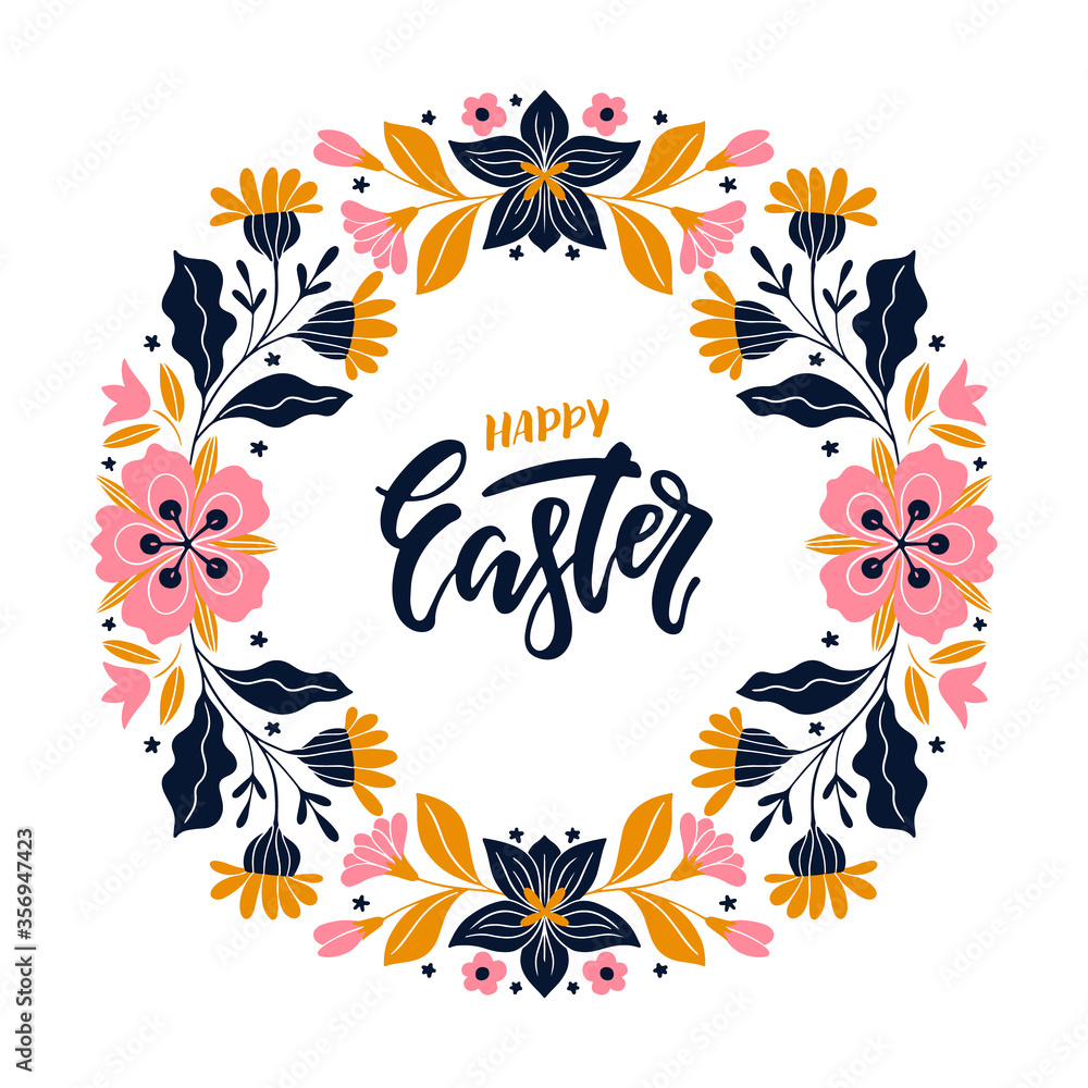 Obraz premium Easter greeting card in Scandinavian style Easter holiday illustration