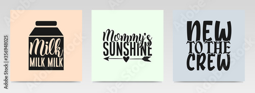 Cute baby quotes letter typography set illustration.