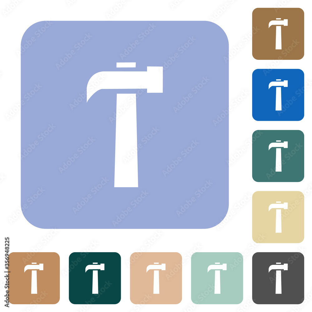 Old hammer rounded square flat icons Old hammer rounded square flat icons