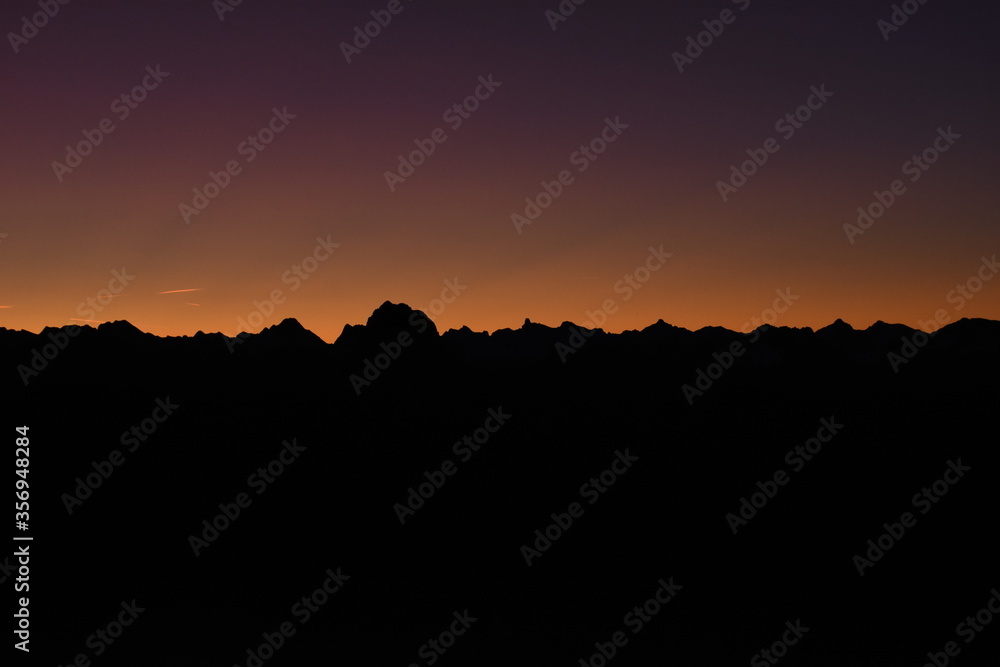 Sunrise dawn muntain silhouette