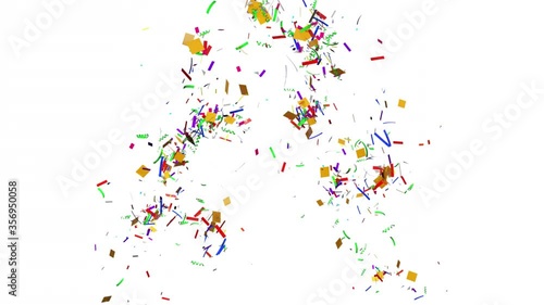 multicolored confetti explosions for celebration or party. Alpha matte channel 