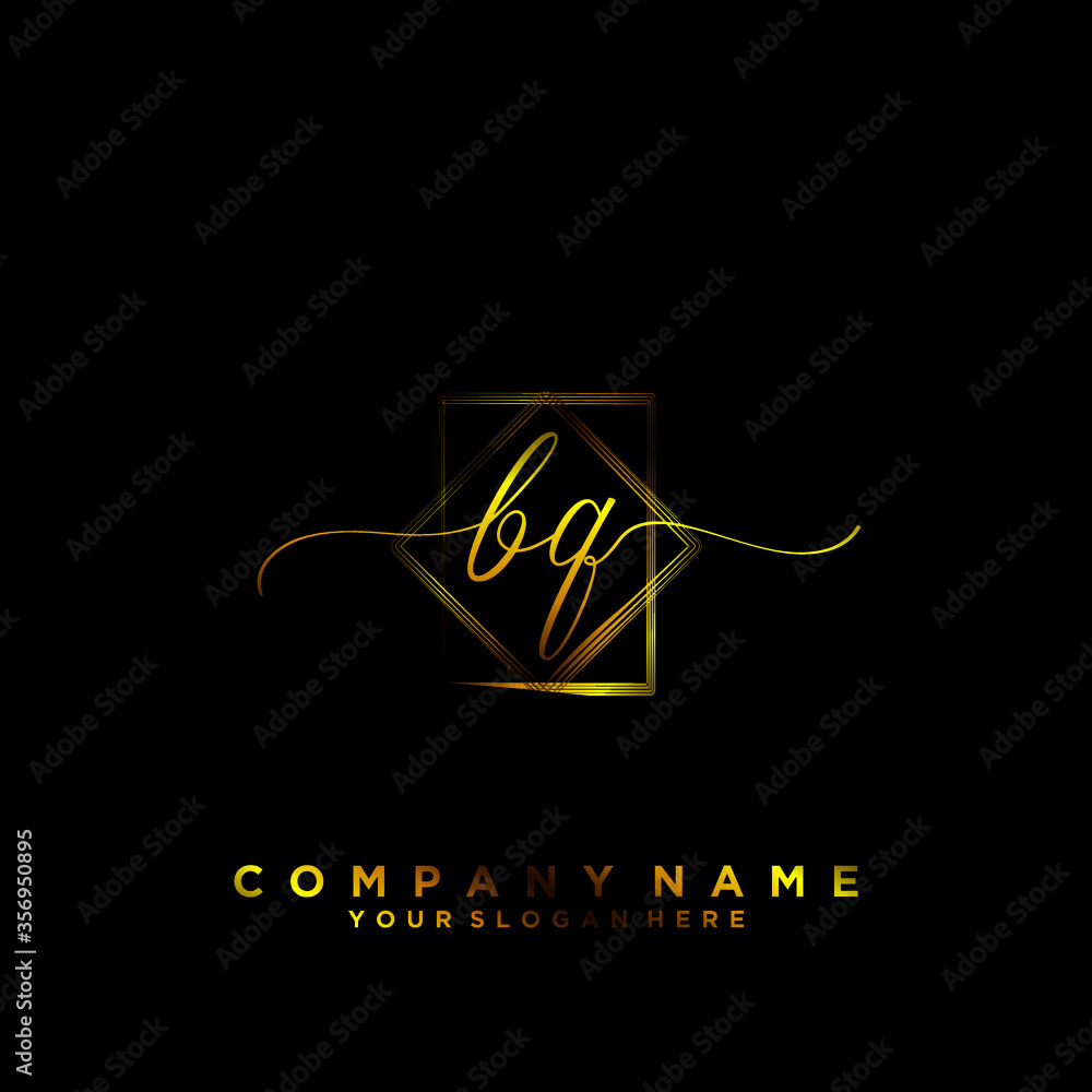 BQ Initial handwriting logo vector BQ Initial handwriting logo vector