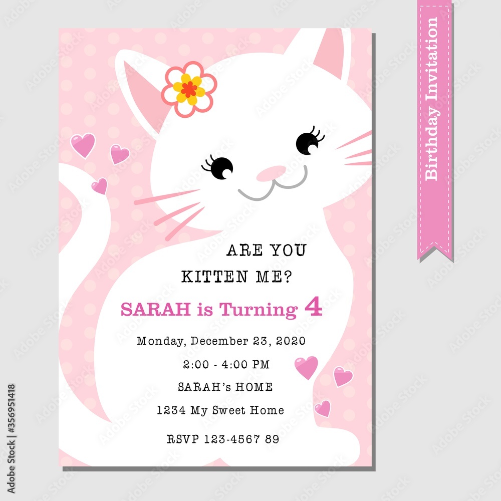 Cute cat birthday invitation Cute cat birthday invitation
