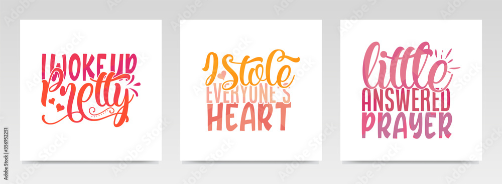 Cute baby quotes letter typography set illustration. Cute baby quotes letter typography set illustration.