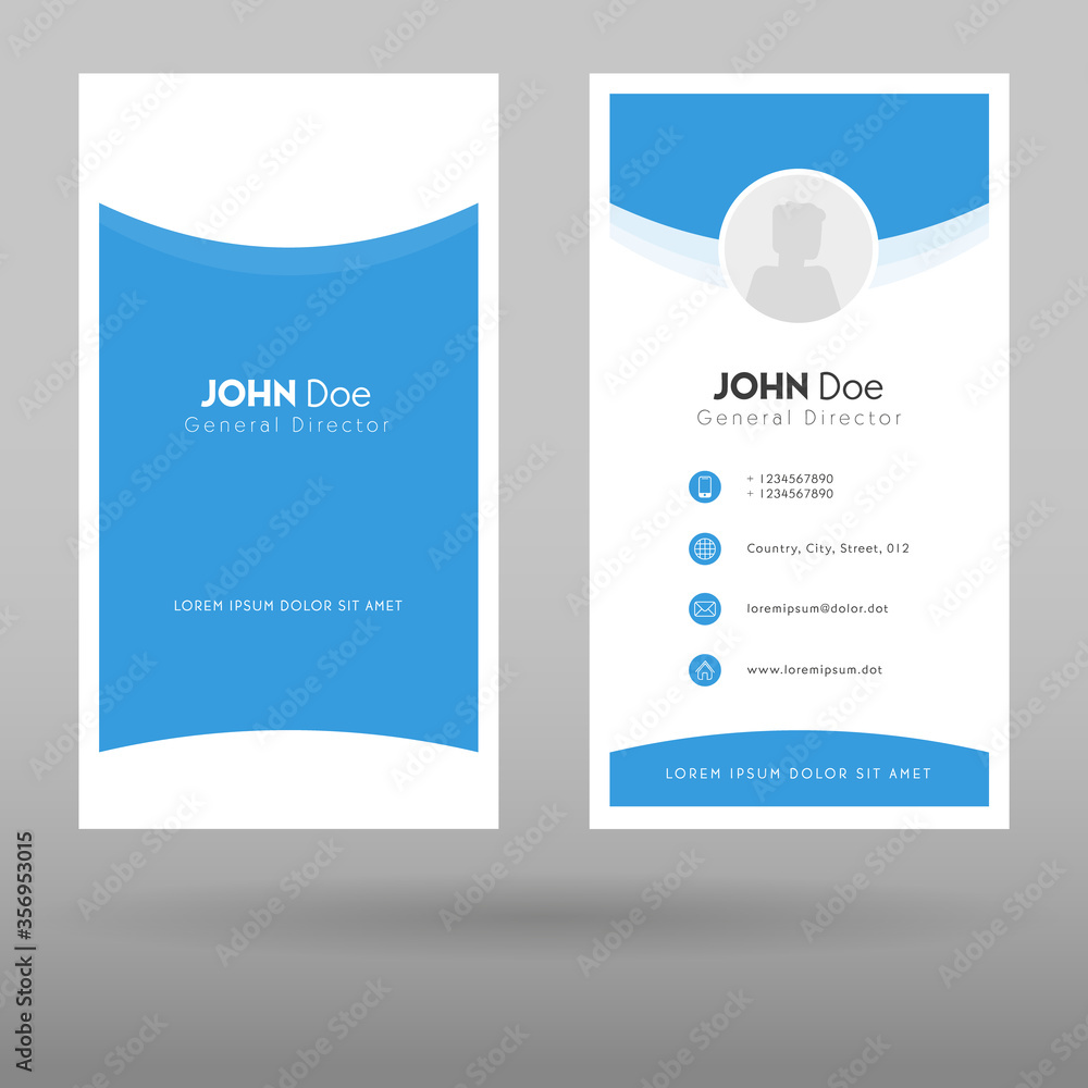 Modern and clean Business Card with place for logo or photo. Black and blue colors. Vector template. Modern and clean Business Card with place for logo or photo. Black and blue colors. Vector template.