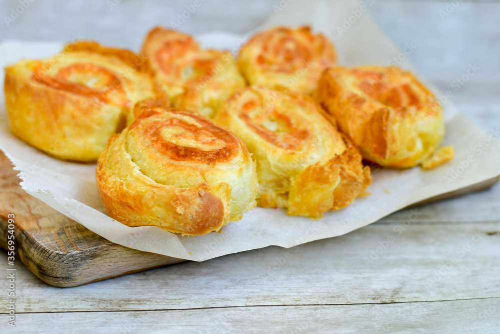Bakery – home made cheese and spinach pie with phyllo pastry. Bulgarian banitsa. Bakery – home made cheese and spinach pie with phyllo pastry. Bulgarian banitsa.