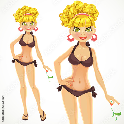 blond in swimsuit relaxing