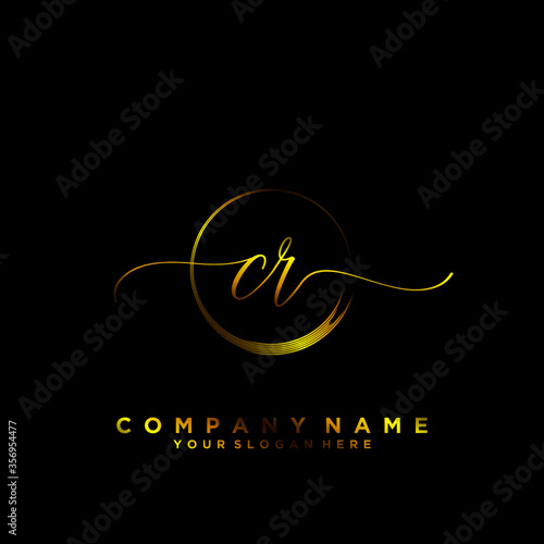 CR Initial handwriting logo vector