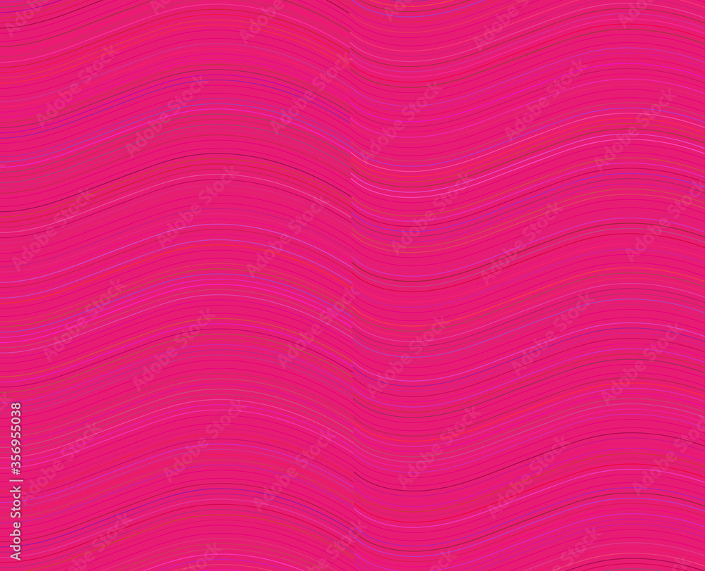 Pink background with thin curved lines. Vector graphics.