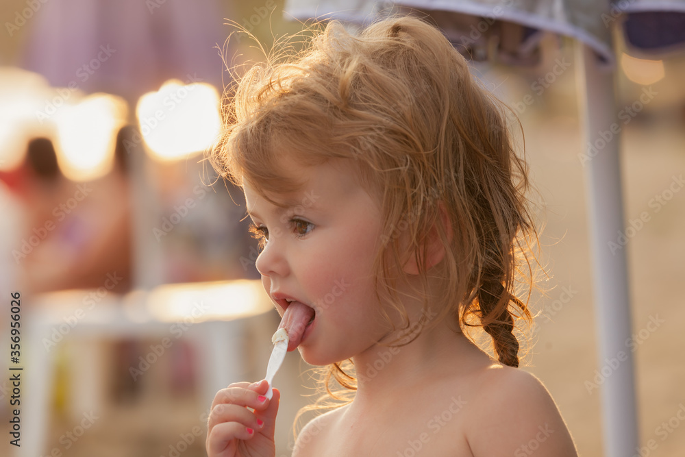 little girl eating ice cream