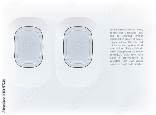 Business infographic airplane porthole. Concept business strategy infographic banner. Business success airplane illuminator concept. Space aircraft porthole info graph. Banner aircraft windows frame