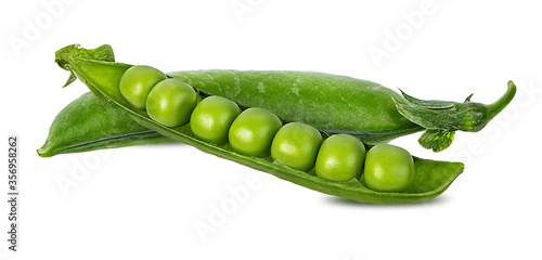 Young peas isolated on white background