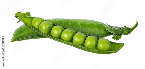 Young peas isolated on white background