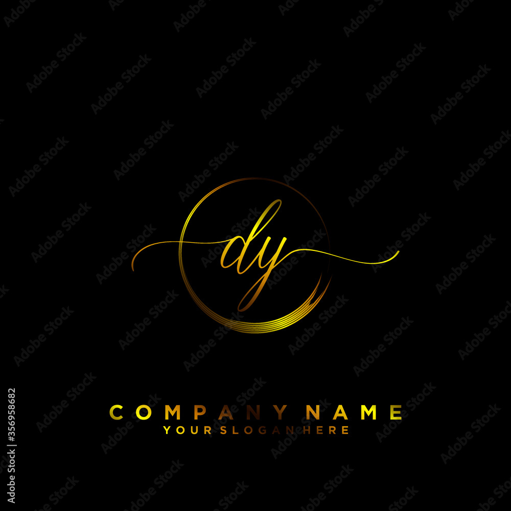 DY Initial handwriting logo vector DY Initial handwriting logo vector