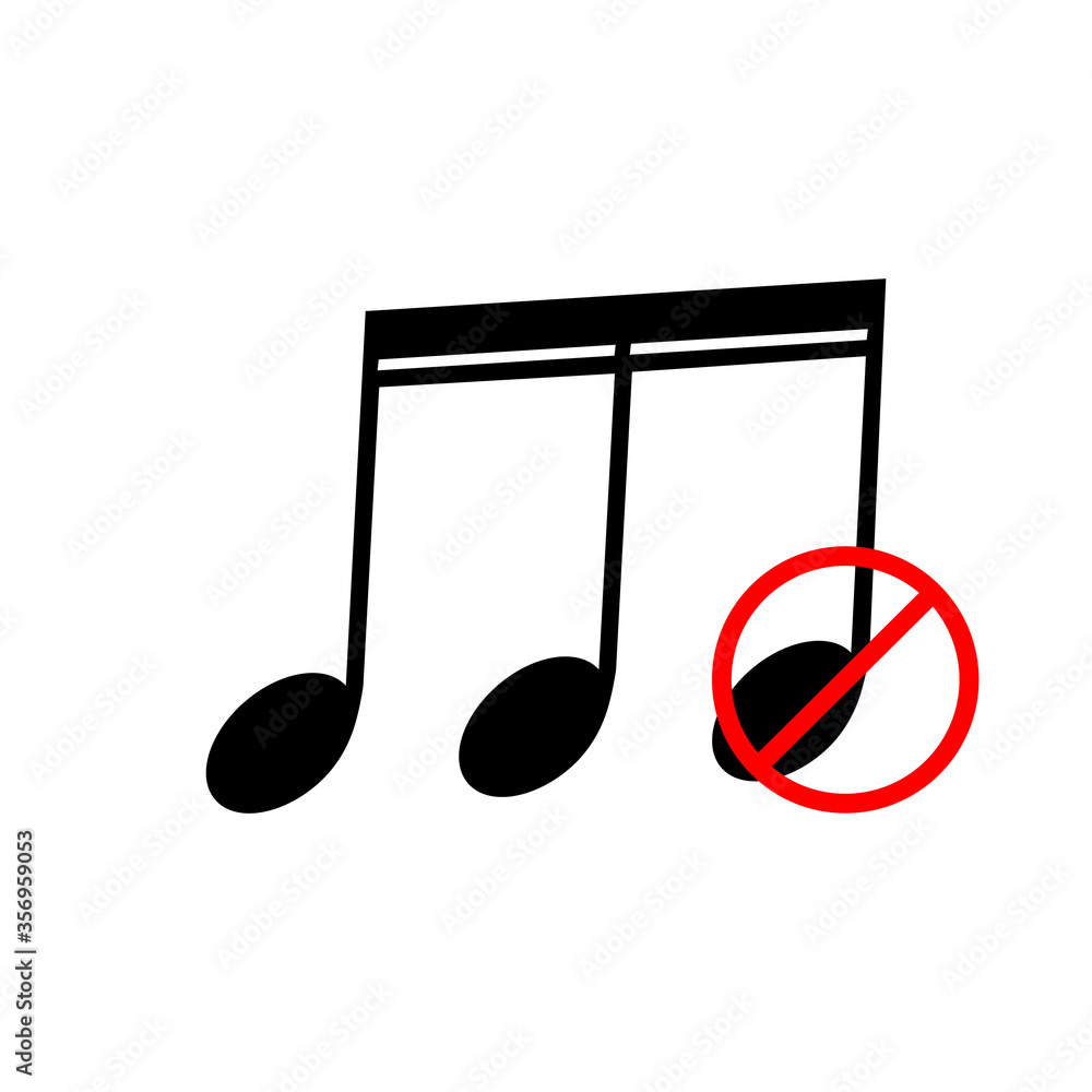 music not allowed sign vector. No music sign isolated on white background vector illustration. music not allowed sign vector. No music sign isolated on white background vector illustration.