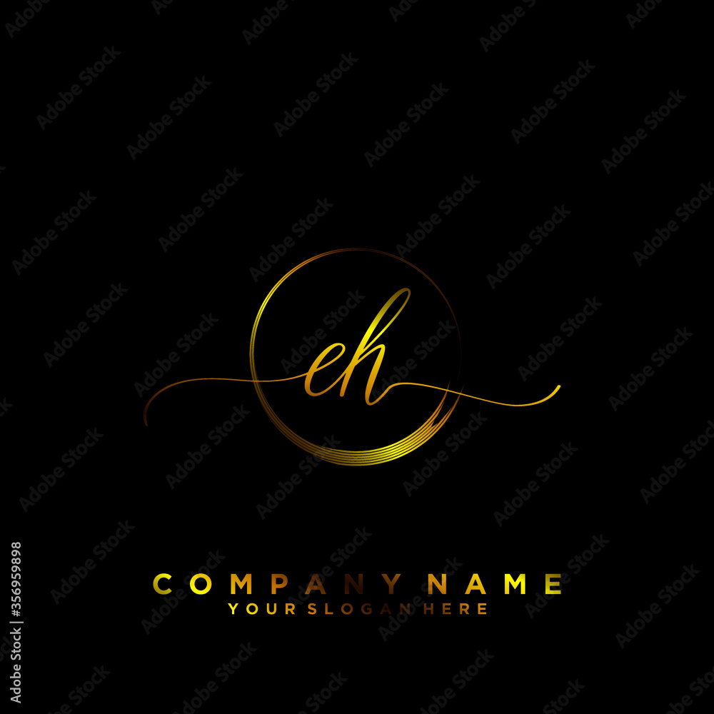 EH Initial handwriting logo vector EH Initial handwriting logo vector