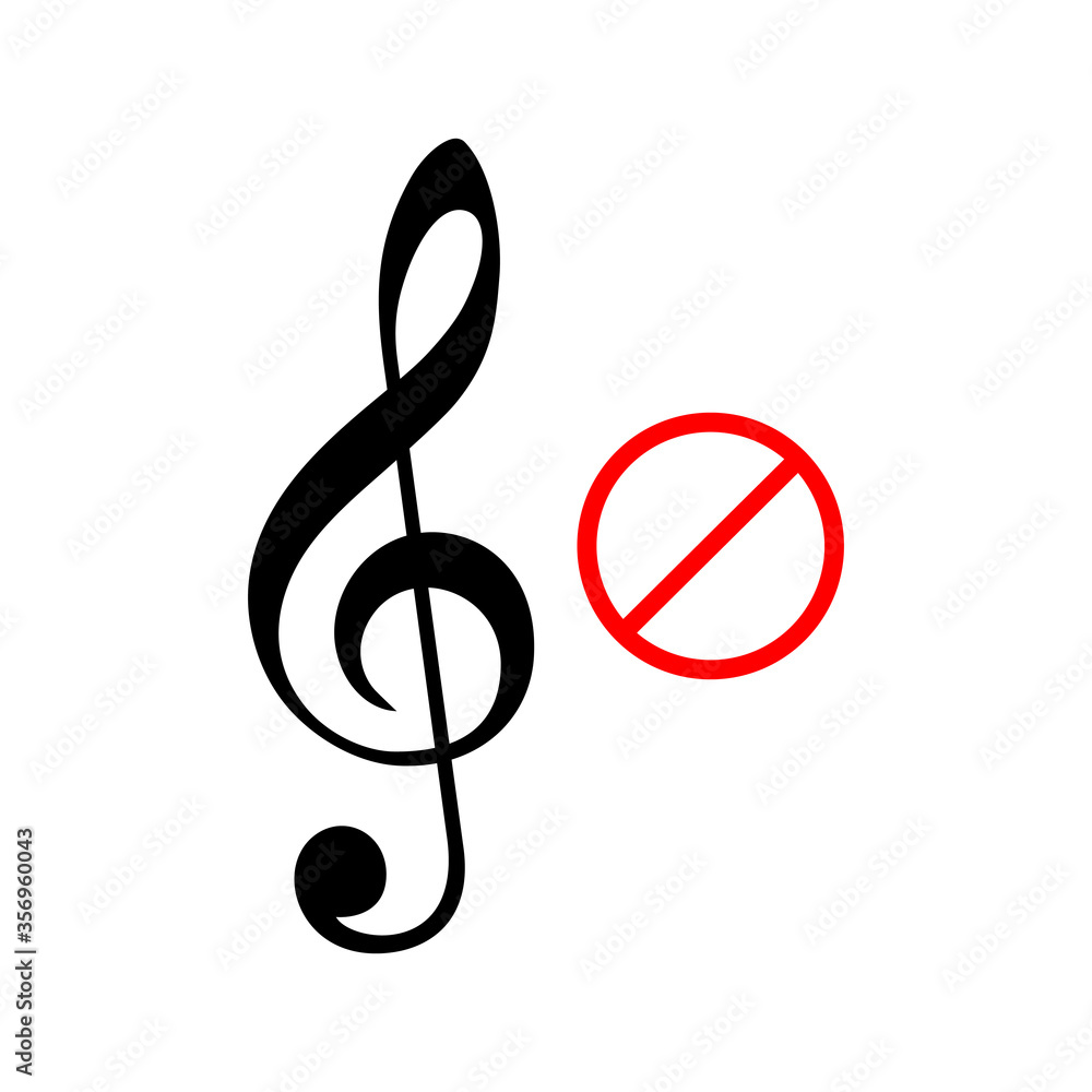 music not allowed sign vector. No music sign isolated on white background vector illustration. music not allowed sign vector. No music sign isolated on white background vector illustration.