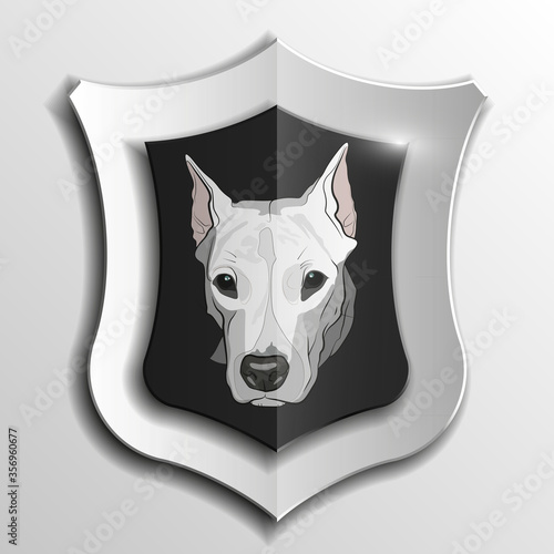 American Staffordshire Terrier icon on shield background