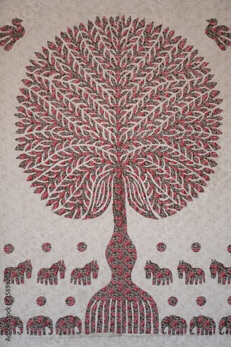 Mud work on wall, art on wall at White dessert, Dorado, Kutch, Gujarat, India