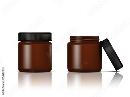 Open And Close Brown Glass Jar For Cosmetic Cream