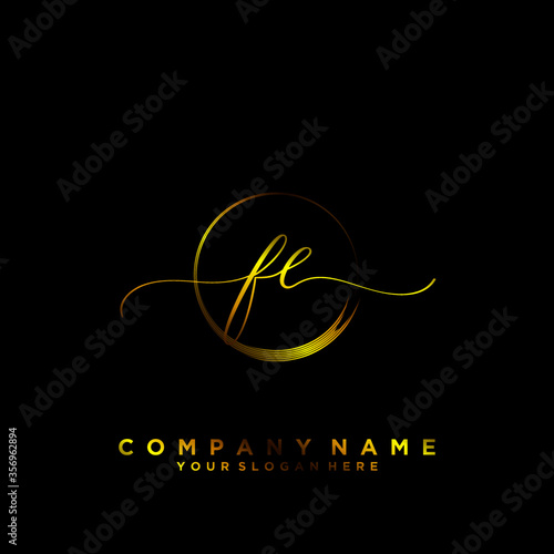 FE Initial handwriting logo vector