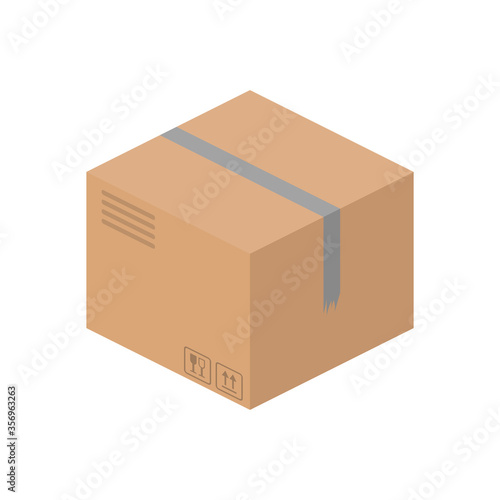 Cardboard box isometric. Good for design on the topic of delivery and freight. Isolated. Vector.