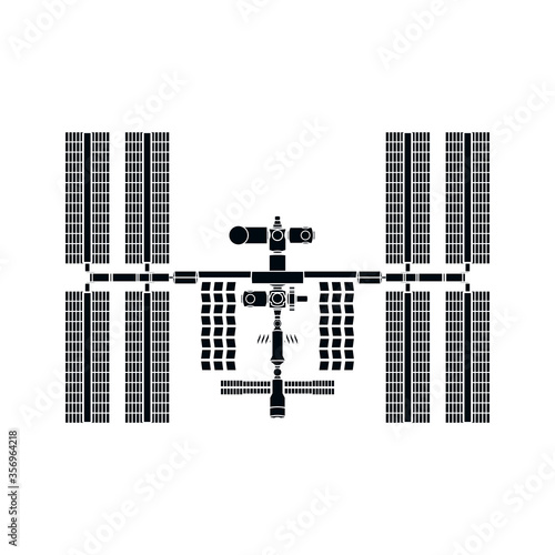 Fototapeta Naklejka Na Ścianę i Meble -  International Space Station detailed silhouette on white background. Isolated vector illustration.