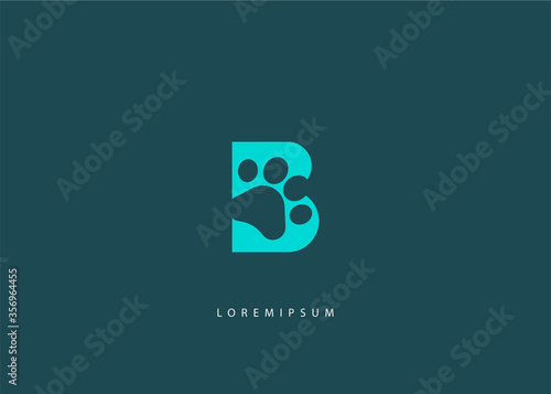 Letter B logo template. icon paw Vector illustration