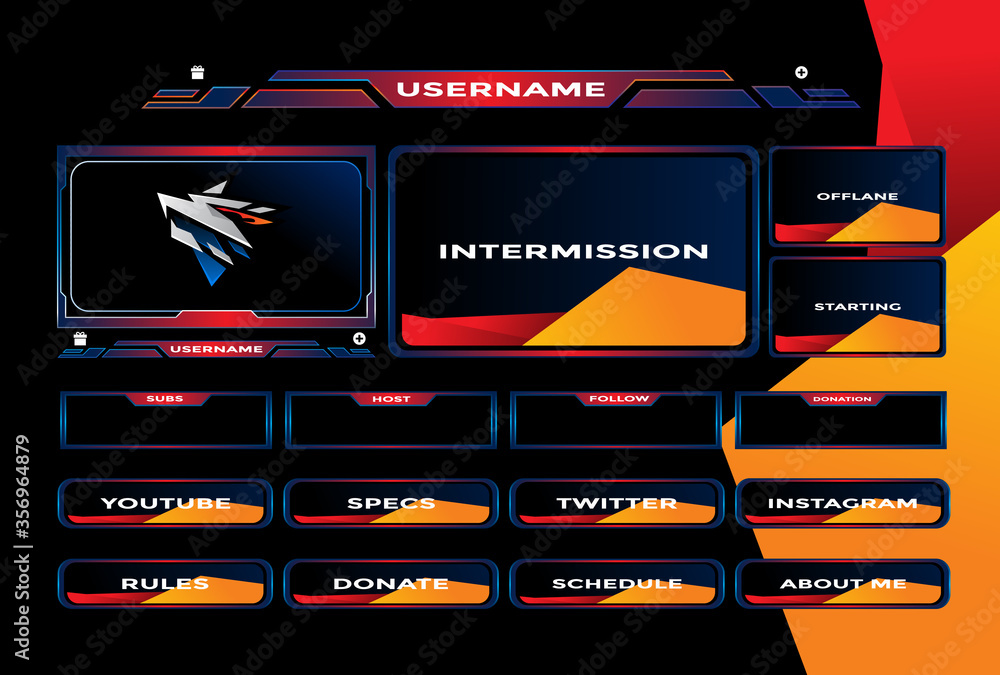 pack of gradient orange red stream overlay panels background design ...