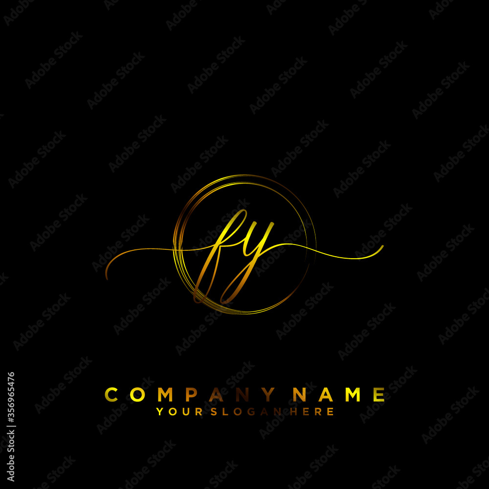 FY Initial handwriting logo vector FY Initial handwriting logo vector