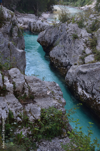 Velika Korita oder große Schlucht von Soca-Fluss, Bovec, Slowenien. Julianische Alpen. 