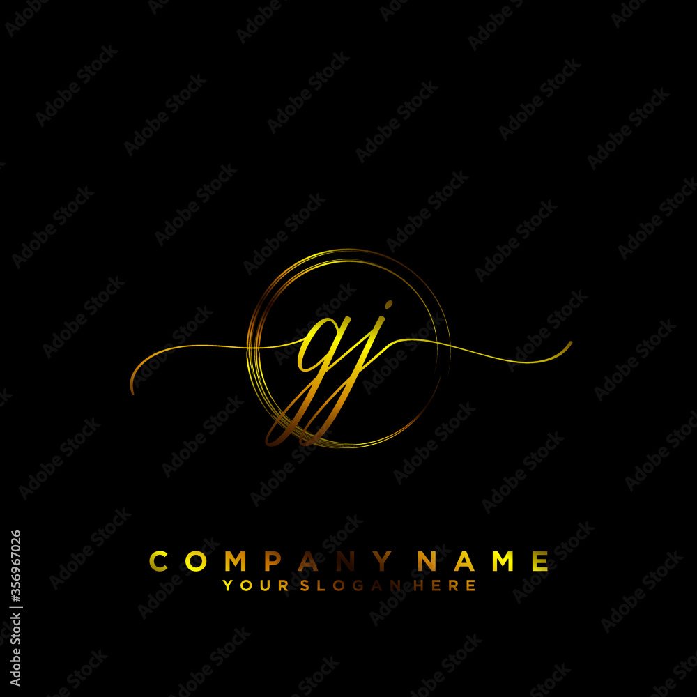 GJ Initial handwriting logo vector GJ Initial handwriting logo vector