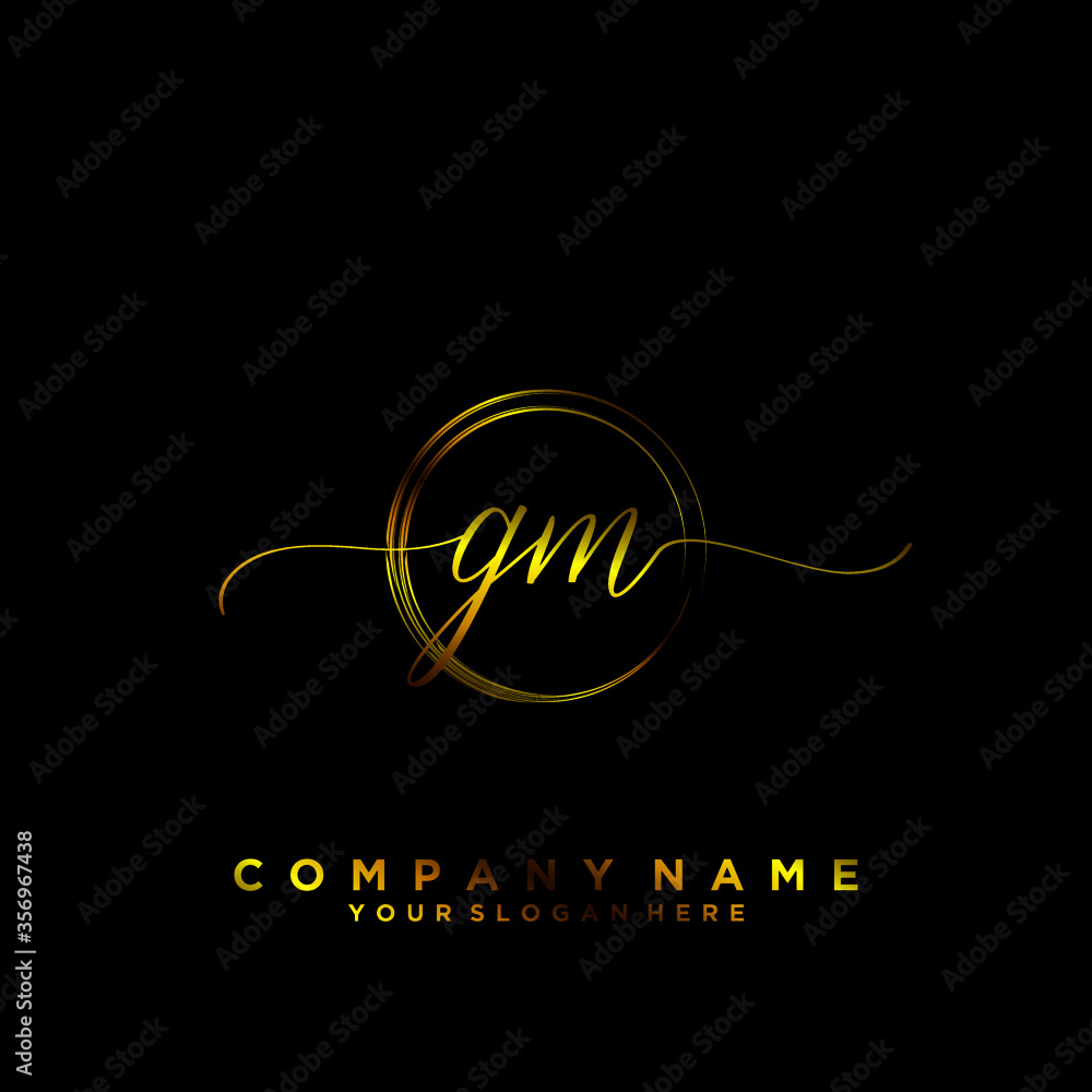 GM Initial handwriting logo vector