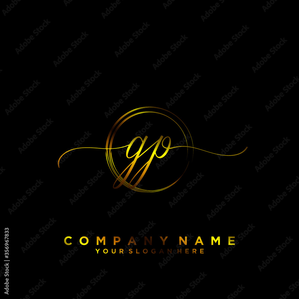 GP Initial handwriting logo vector GP Initial handwriting logo vector