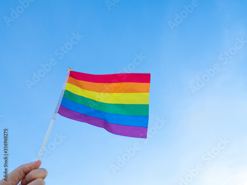 Happy Pride with pride flags waving