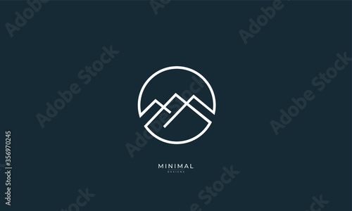 a line art icon logo of a mountain, hill, summit